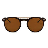 INDIO | Retro Mirrored Brow-Bar Design Circle Round Fashion Sunglasses