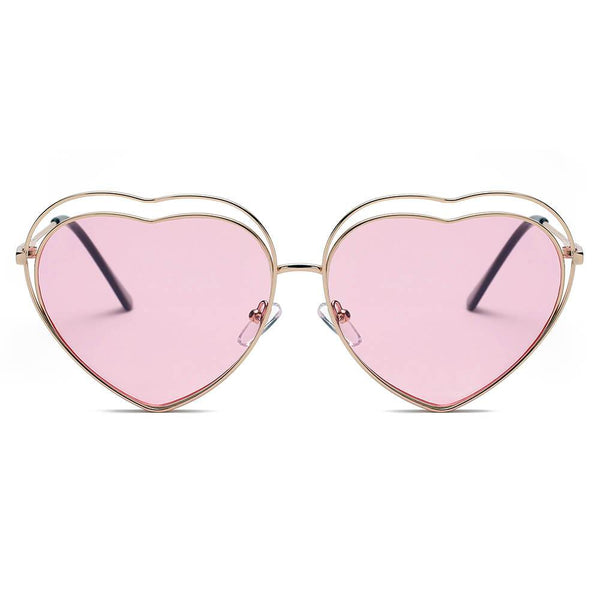 MESA | Women Metal Halo Wire Art Heart Shape Color Lens Sunglasses