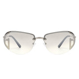 Oceandew - Retro Rimless Oval Tinted Round Sunglasses