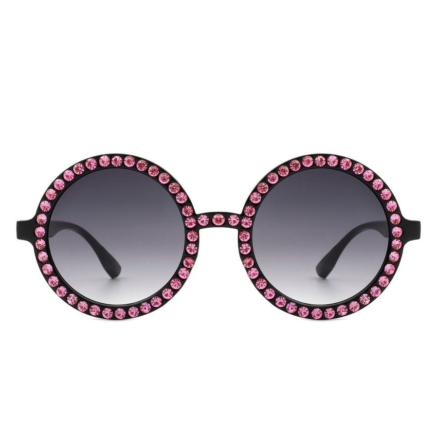 Dreamwey Round Oversized Rhinestone Fashion Sunglasses- 6 Colors