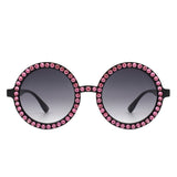Dreamwey Round Oversized Rhinestone Fashion Sunglasses- 6 Colors