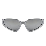 Dazzling - Retro Rectangle Wrap Around Fashion Sunglasses