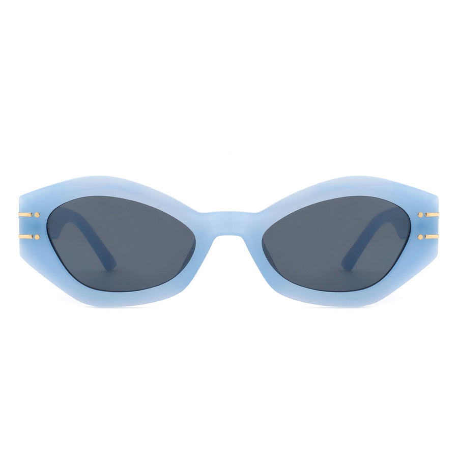 Elysiant - Geometric Oval Slim Fashion Round Cat Eye Sunglasses