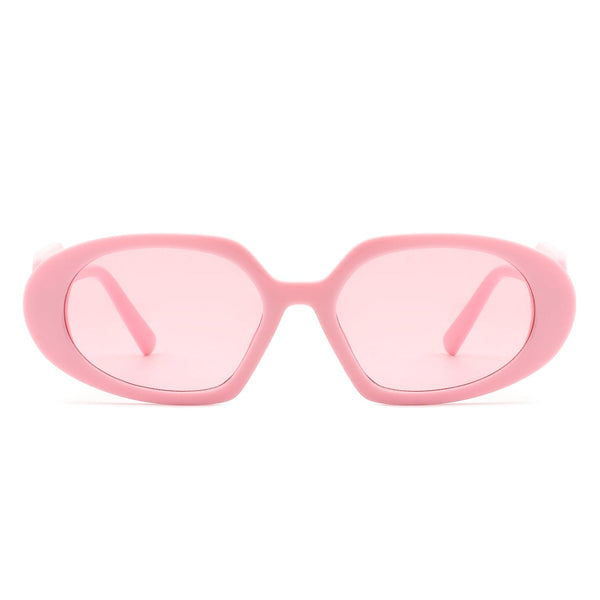 Glittera - Rectangle Retro Oval Chic Round Lens Leaf Design Fashion Sunglasses