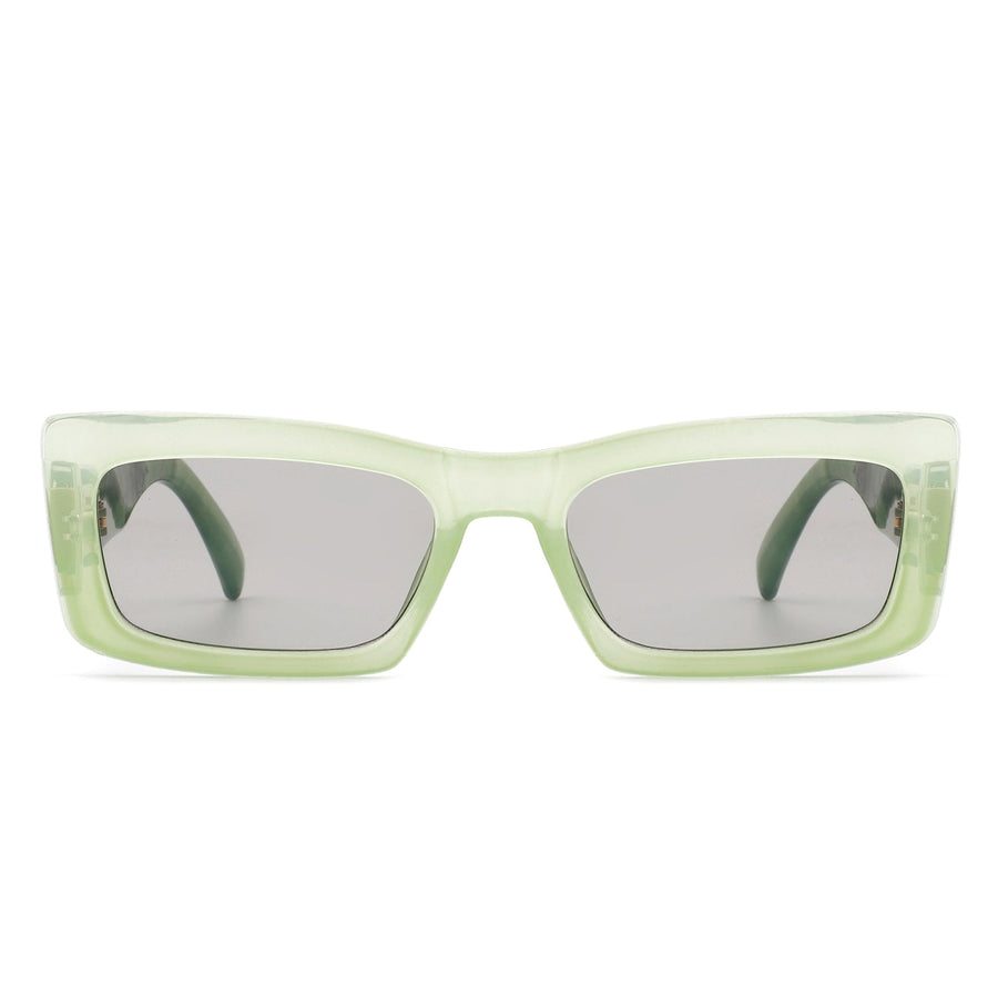 Illumyne - Retro Narrow Rectangle Flat Top Slim Sunglasses- 6 Colors