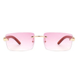 Oceanize - Rectangle Rimless Retro Frameless Fashion Tinted Sunglasses