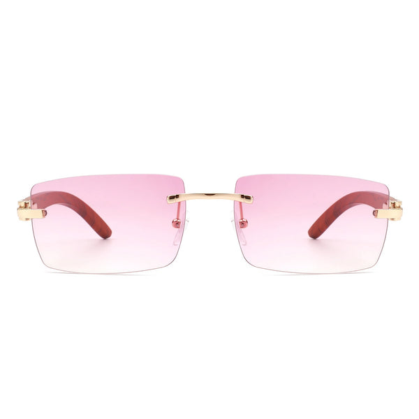 Oceanize - Rectangle Rimless Retro Frameless Fashion Tinted Sunglasses