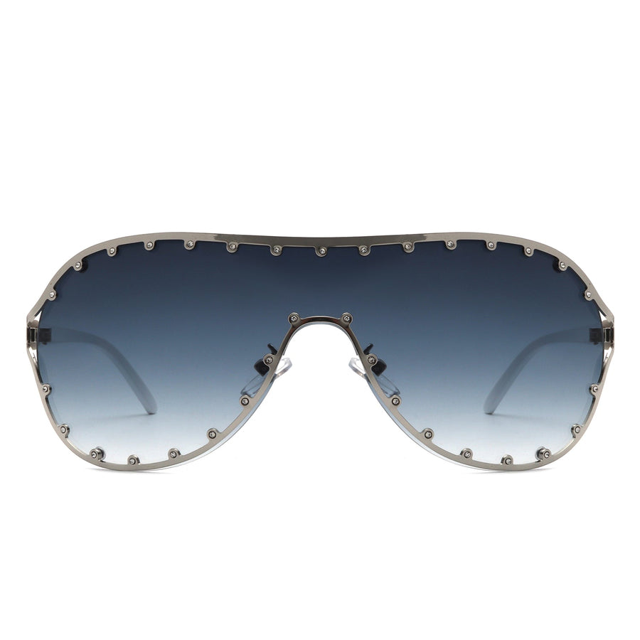 Evanesce - Oversized Aviator Rhinestone Design Women's Sunglasses