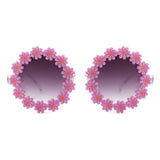 Ysabelia - Round Daisy Flower Shape Circle Sunglasses- 7 Colors