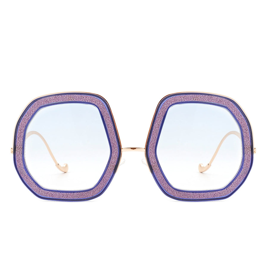 Xanadawn Round Irregular Geometric Glitter Fashion Sunglasses- 6 Colors
