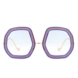 Xanadawn Round Irregular Geometric Glitter Fashion Sunglasses- 6 Colors