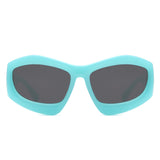Xaron - Geometric Square Tinted Oversized Chunky Sunglasses- 5 Colors