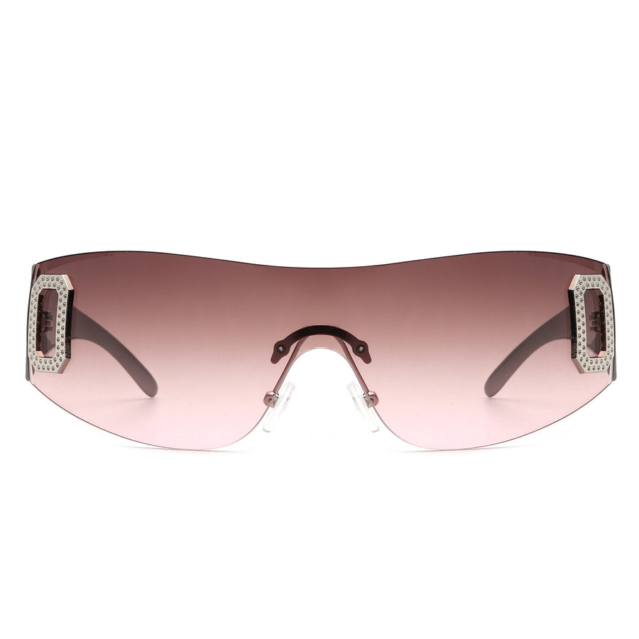 Havoc Rimless Rectangle Sleek Wrap-Around Sunglasses- 6 Colors