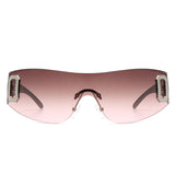 Havoc Rimless Rectangle Sleek Wrap-Around Sunglasses- 6 Colors