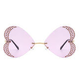 Quixotia - Rimless Butterfly Heart Shaped Tinted Sunglasses