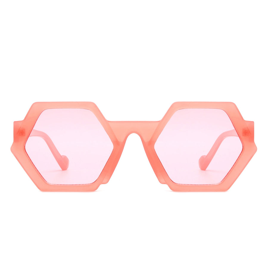 Starpath - Geometric Irregular Tinted Round Fashion Sunglasses