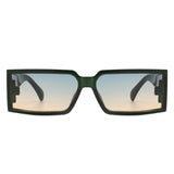 Daylumin - Retro Rectangle Chunky Square Wrap Around Sunglasses