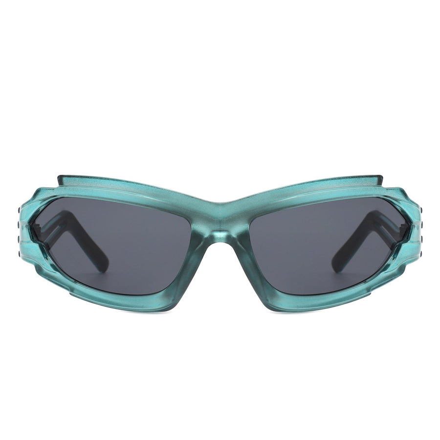 Moonhaze - Futuristic Rectangle Sport Wrap Around Sunglasses- 6 Colors