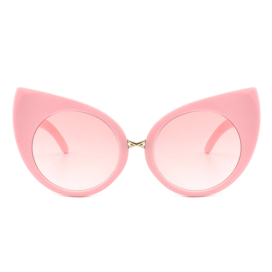 Iridessa - Mod Retro High Pointed Oversized Cat-Eye Sunglasses- 6 Colors