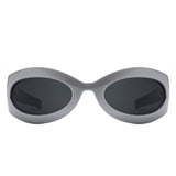 Albion - Retro Oval Wrap Around Round Sunglasses