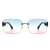 Dreamsea - Rectangle Classic Rimless Square Retro Tinted Fashion Sunglasses