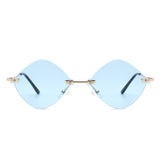 Bluewave - Rimless Retro Round Geometric Frameless Tinted Fashion Sunglasses