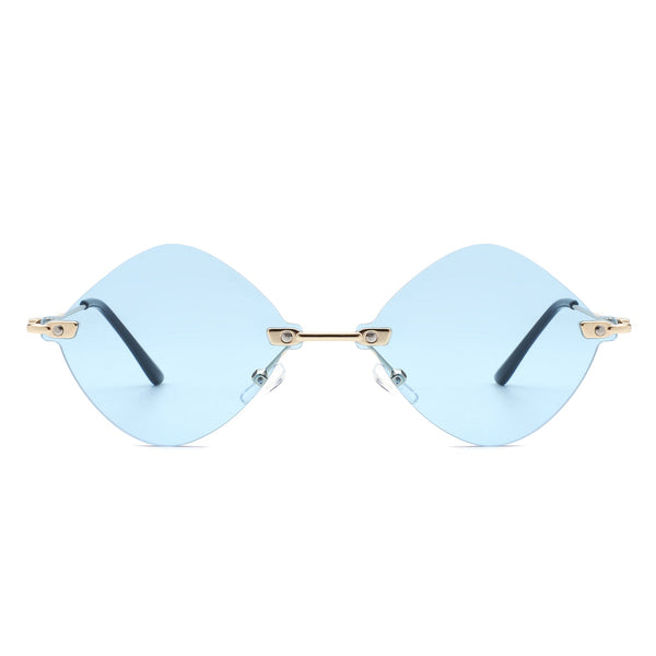 Bluewave - Rimless Retro Round Geometric Frameless Tinted Fashion Sunglasses
