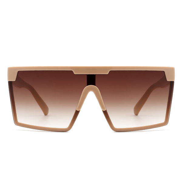 Vitalize - Oversize Retro Square Flat Top Tinted Fashion Women Sunglasses