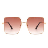 Benazia - Square Oversize Flat Top Large Tinted Women Fashion Sunglasses