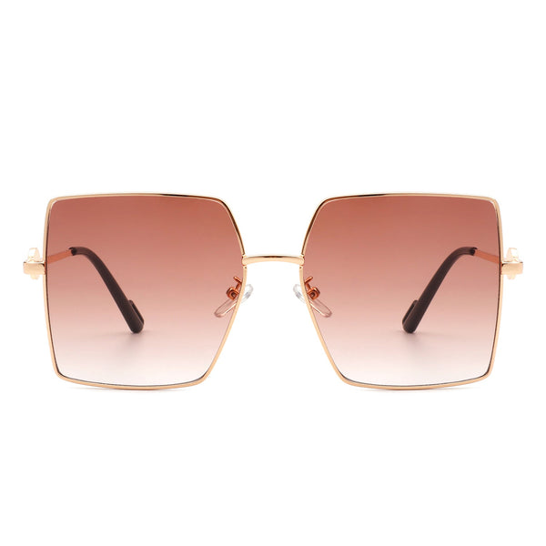 Benazia - Square Oversize Flat Top Large Tinted Women Fashion Sunglasses