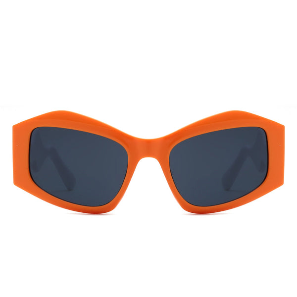 Shimmerz - Oversized Square Irregular Wavy Temple Sunglasses