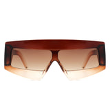 Celestia - Oversized Rectangle Square Tinted Flat Top Sunglasses