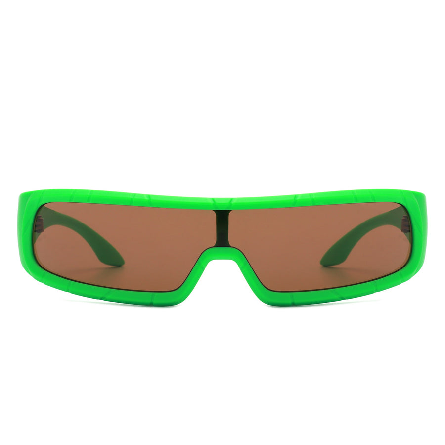 Orion - Futuristic Wrap-Around Rectangle Shield Sunglasses- 8 Colors