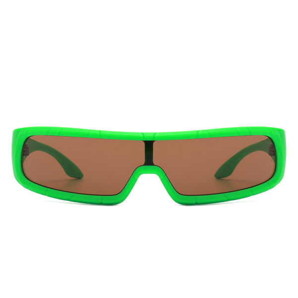 Orion - Futuristic Wrap Around Rectangle Shield Sunglasses