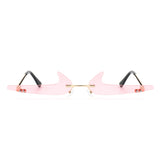 Amberlyn - Rimless Decorative Narrow Tinted Checkmark Shape Slim Glasses