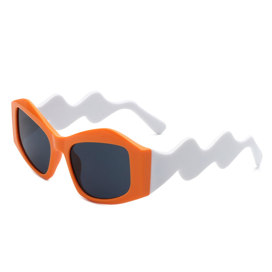 Shimmerz Oversized Square Irregular Wavy Temple Sunglasses- 7 Colors