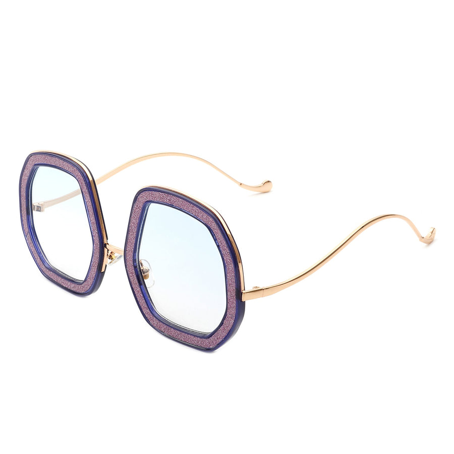 Xanadawn Round Irregular Geometric Glitter Fashion Sunglasses- 6 Colors