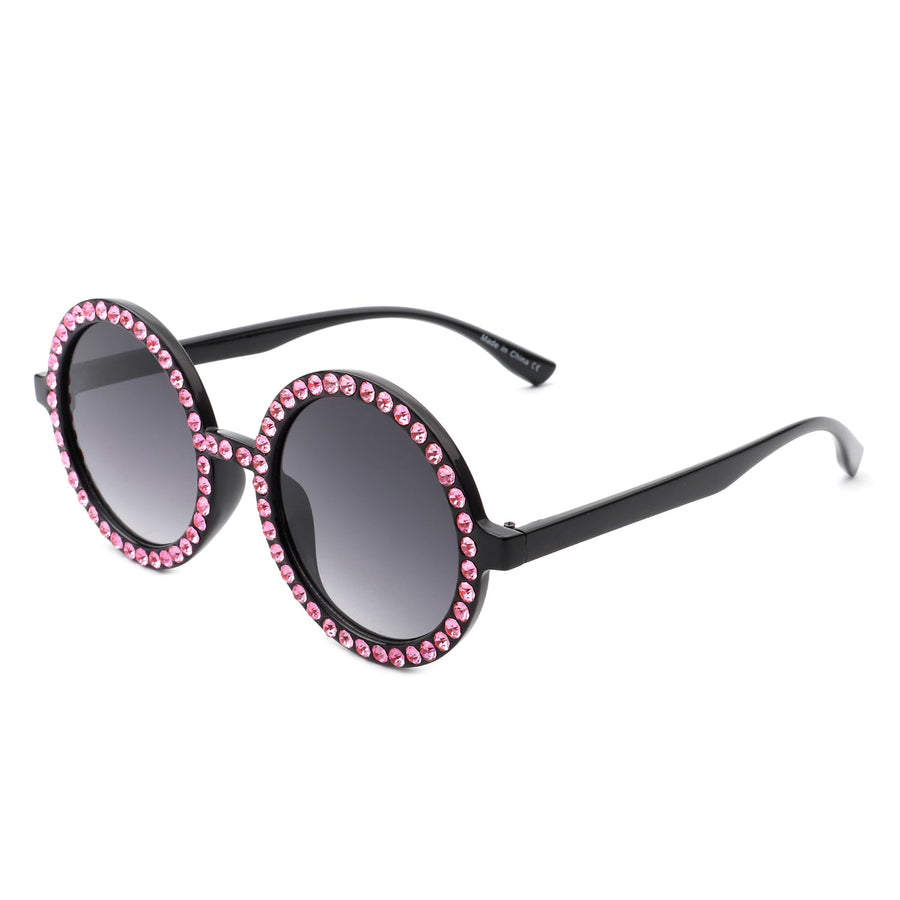 Dreamwey Round Oversized Rhinestone Fashion Sunglasses- 6 Colors