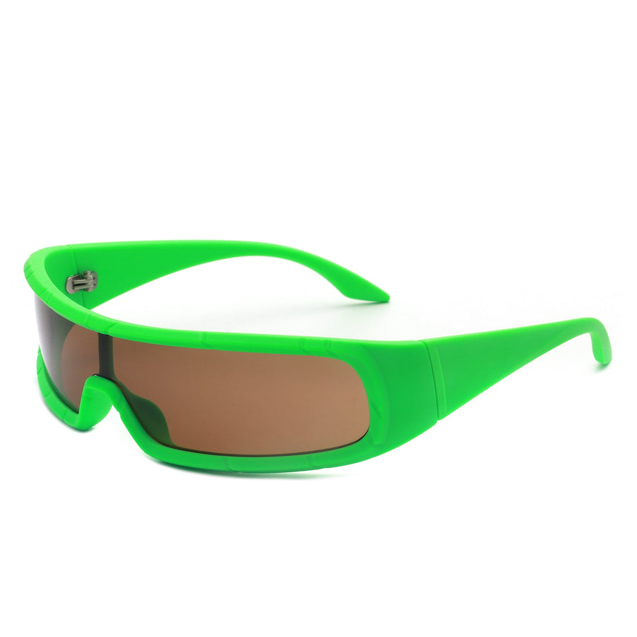 Orion - Futuristic Wrap-Around Rectangle Shield Sunglasses- 8 Colors