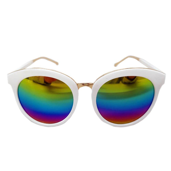 NORTH | Women's Oversized Round Mirrored Lens Horned Rim Sunglasses