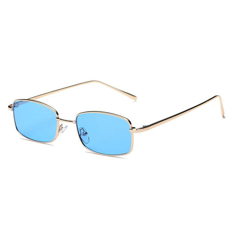 GARNER | Retro Vintage Slim Rectangle Sunglasses- Blue