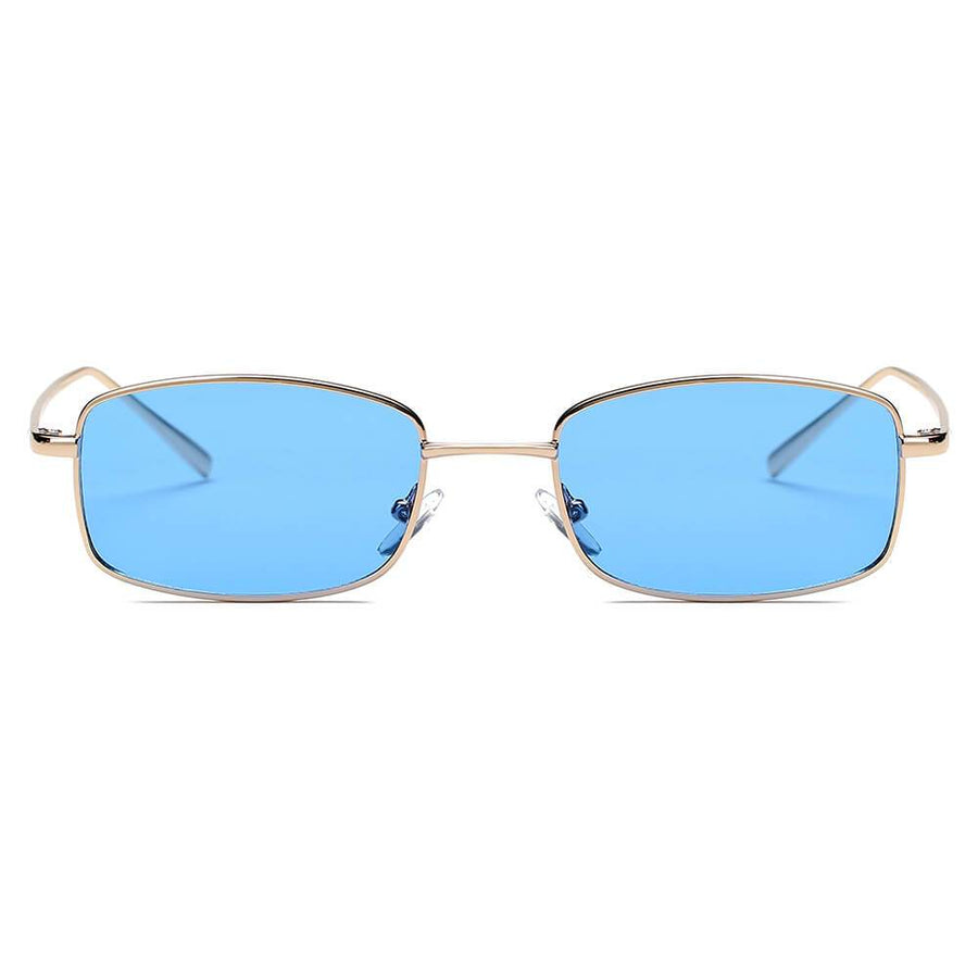 GARNER | Retro Vintage Slim Rectangle Sunglasses- Blue