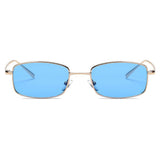 GARNER | Retro Vintage Slim Rectangle Sunglasses- Blue