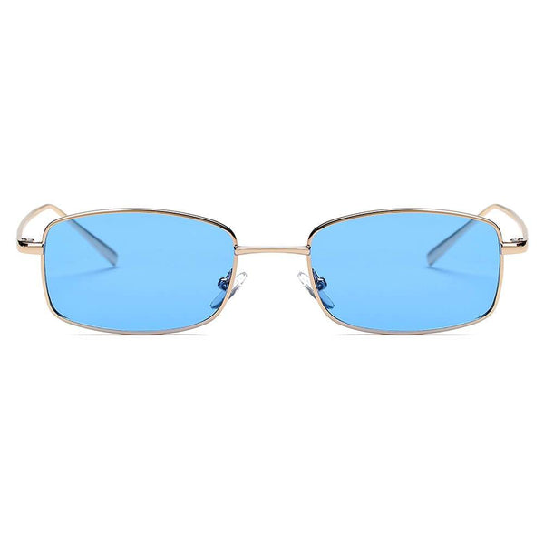 GARNER | Retro Vintage Slim Rectangle Sunglasses- Blue