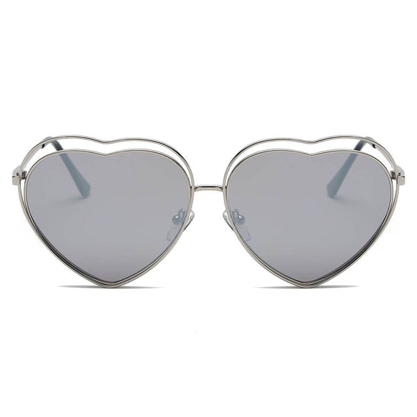 MESA | Women Metal Halo Wire Art Heart Shape Color Lens Sunglasses