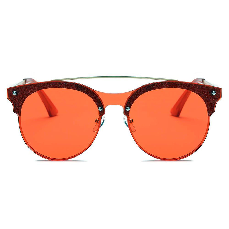 ENDICOTT | Round Circle Brow-Bar Tinted Lens Sunglasses