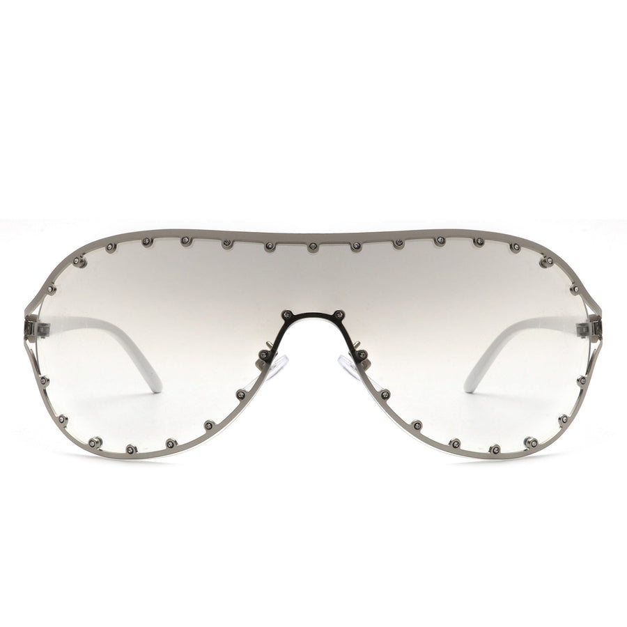 Evanesce - Oversized Aviator Rhinestone Design Women's Sunglasses