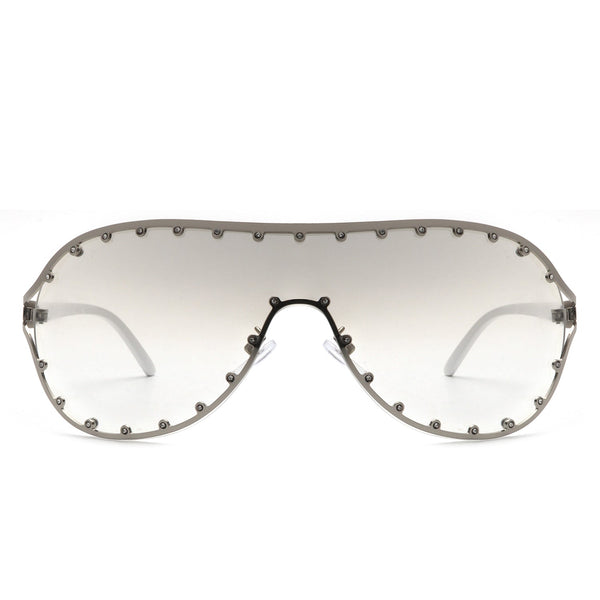 Evanesce - Oversized Aviator Rhinestone Design Women's Sunglasses