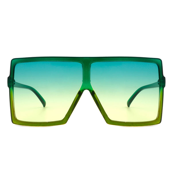 Zenithia - Square Oversize Women Flat Top Fashion Sunglasses