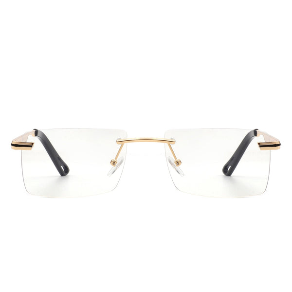 Vibrante - Rectangle Rimless Retro Tinted Fashion Flat Top Sunglasses